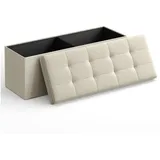 Songmics Sitzbank Truhenbank Beige 110 x 38 x 38 cm