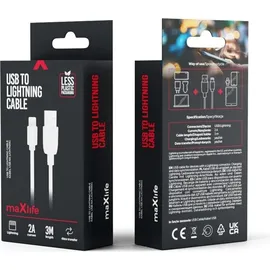 MaxLife 8-PIN iPhone/iPad/iPod Schnellladung 2A Ladekabel 1m, weiß - Weiß