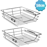 2x Küchenschublade 50cm Vollauszug 25kg Belastbar Montagematerial Verchromt Küche Teleskopschublade Korbauszug Schrankauszug - Tolletour