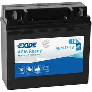 Exide AGM12-18 AGM-Ready Motorrad Starter-Batterie 12V 18Ah 250A