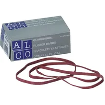 Alco Gummibänder breit und stark, Inhalt 50g, 4mm breit, 80mm lang, rot