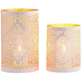 Marrakesch Orient & Mediterran Interior 2er Set Orientalische Deko Windlicht Teelichthalter Yazim Weiss