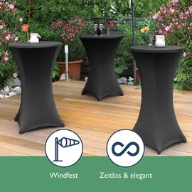 Beautissu Stehtischhusse Stella Schwarz Ø 60-65 cm 2er Set