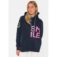 Zwilling Zwillingsherz Hoodie, mit "Smile"-Aufdruck in Neonfarben und gesticktem Smiley Zwillingsherz marine