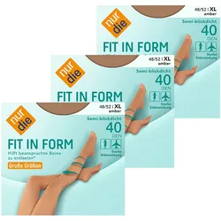 NUR DIE Damen Feinstrumpfhose Fit in Form Große Größen 40 DEN 3er Pack