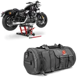 Set: Hebebühne Midlift L bis 680 kg rot ConStands mit Motorrad Hecktasche TB8 Gepäckrolle 35Ltr sw