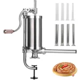 MASTER FENG Wurstfüller, Küche Aluminium Manuell Wurstfüllmaschine mit Saugfuß Verpackt 4 Größe Professionelle Wurstfüllrohre für Hausgemachte 8 Stuffing Tubes (2.5LBS/1.5 (Vertical))