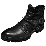 Hotberry Herren Modische Stiefeletten Motorradstiefel Vintage Rundkopf Herren Cowboy Stiefel Knöchel Stiefel Kurze Stiefel Reitstiefel Flache Stiefel aus Leder Biker Boots Ankle Boots für Männer - 42 EU