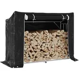 vidaXL Brennholzregal mit Regenschutz 151x60,5x110,5 cm Stahl Verzinkt, - Schwarz