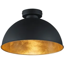 meineWunschleuchte Led Deckenlampe mit Lampenschirm in Schwarz & Gold, Ø31cm