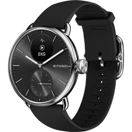 Withings ScanWatch 2 38 mm schwarz/silber, Sport Fluorelastomer-Armband schwarz/silber