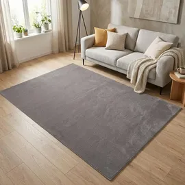 Carpet City Kurzflor-Teppich, Anthrazit, Textil, Uni, Rechteckig, 160x220 cm Oeko-Tex® Standard 100, waschbar, Teppiche - Böden, Teppiche, Moderne Teppiche