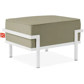 konsimo® Gartenlounge-Hocker, Weiß, Beige, Metall, Textil, 1-Sitzer, Füllung: Schaumstoff, Rechteckig, 69x44x54 cm, Hergestellt in Europa, Gartenmöbel, Gartenstühle, Gartenhocker