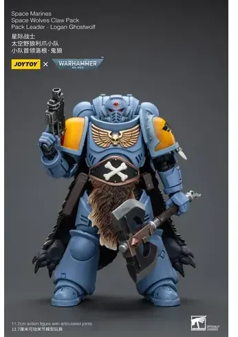 Warhammer 40k Actionfigur 1/18 Space Marines Space Wolves Claw Pack Pack Leader -Logan Ghostwolf 12 cm