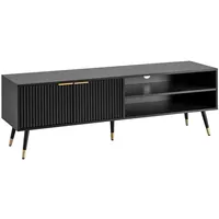 KADIMA DESIGN Lowboard Schwarz Holzwerkstoff, Rechteckig,Rechteckig, Gittergestell, 150x51x39 cm