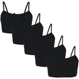 TupTam Mädchen Bustier mit Spaghettiträger 5er Pack, Farbe: Schwarz, Größe: 134-140 - 134-140