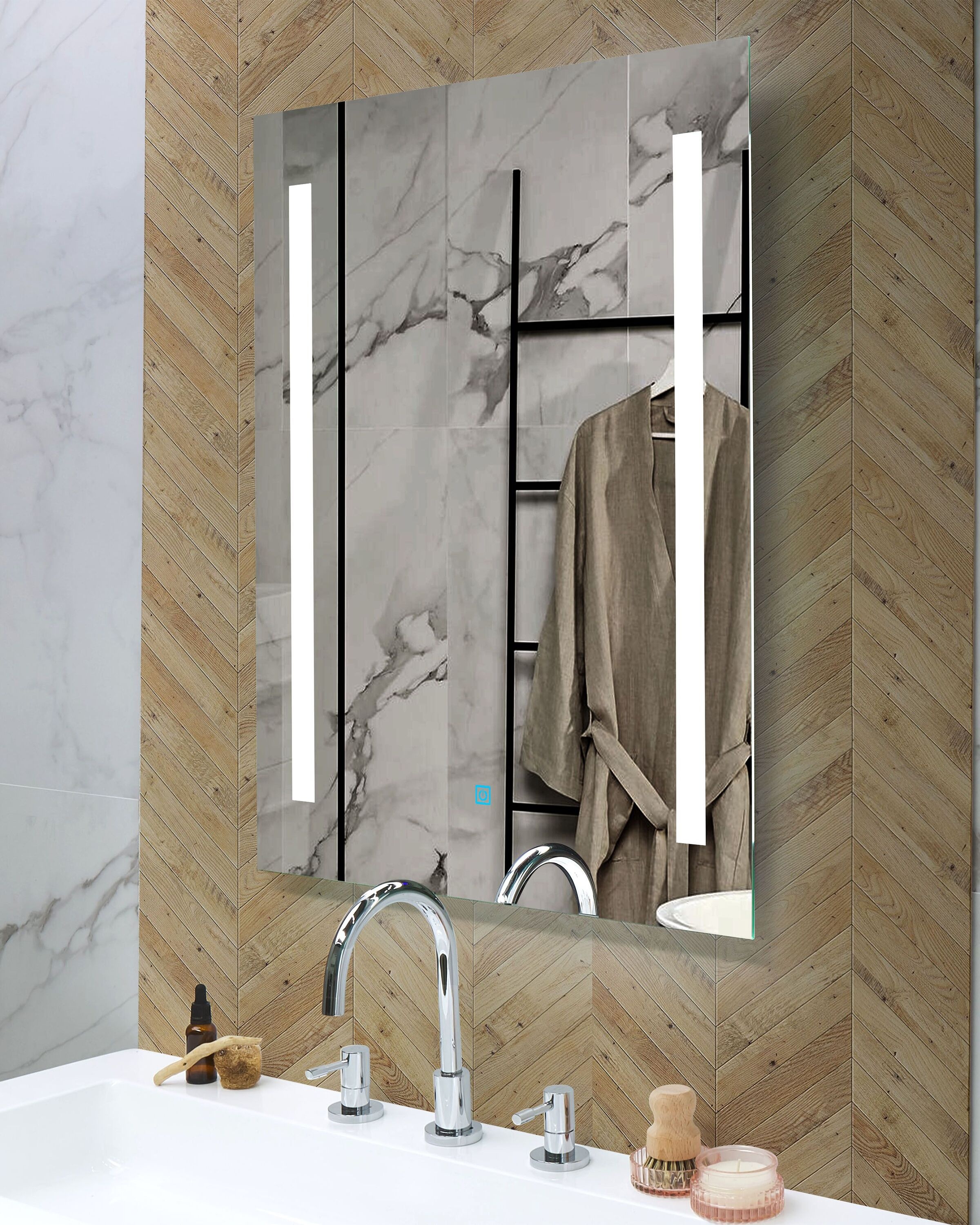 Badspiegel mit LED-Beleuchtung rechteckig 70 x 90 cm MARTINET
