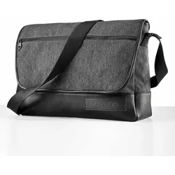 Messenger Bag LERROS "LERROS Messenger Bag *Melbourne*", Damen, Gr. B: 39cm, grau, Polyester, Polyurethan (PU), Taschen