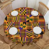 Faduni Runde Tischdecke mit afrikanischem Stammesmotiv, ethnische Textur, 152,4 cm, waschbar, Polyester, dekorative Tischdecke für Küche, Esstisch, Partys, Camping