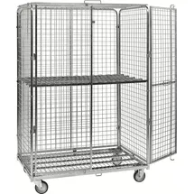 Kongamek Sicherheitscontainer 1200x800x1870mm verzinkt mit Gitterboden, 4 Gitterwänden, Tür und Bremse