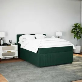 vidaXL Boxspringbett 140 x 200 cm Dunkelgrün