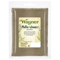 Wagner Gewürze Pfeffer schwarz gemahlen, 1er Pack (1 x 250 g)