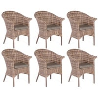 SonnenPartner 6x Garten-Sessel Cayman Aluminium/Polyrattan nature-mix Gartenstuhl