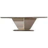 Casa Padrino Luxus Esstisch Grau / Gold 252 x 112 x H. 79 cm - Massivholz Esszimmertisch - Esszimmer Möbel - Luxus Möbel - Luxus Einrichtung - Grau/Gold