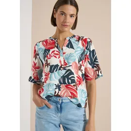 Cecil Kurzarm Bluse mit Split Neck Weiß L