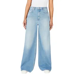Schlagjeans PEPE JEANS "WIDE LEG JEANS UHW", Damen, Gr. 29, Länge 34, med blau rigid denim, Denim/Jeans, Obermaterial: 100% Baumwolle, casual, weit lang, Jeans