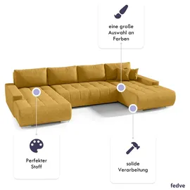 FEDVE Ecksofa Big Sofa Eckcouch mit Schlaffunktion DHAKA U Form Couch Sofagarnitur - Gelb