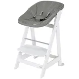 roba® Hochstuhl Born Up Click, Stone gesteppt - mit Aufsatz für Neugeborene, ab Geburt, 2-in-1 Treppenhochstuhl in Weiß - Höhenverstellbar - Kinderhochstuhl weiß