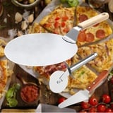 Sylanda Pizzaschieber, Pizzaschieber aus lebensmittelechtem Edelstahl, Pizzaschieber Edelstahl Große, Pizzaschaufel mit Klappbarer Holzgriff von handgemachter Pizza, raffiniertes Pizzaofenzubehör