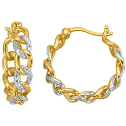 Paar Creolen LADY, silber (silber vergoldet 925), Ohrringe, Damen, Diamanten ct, Diamanten