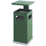 V-Part Ascher-Papierkorb mit Aschereinsatz und Schutzdach grün