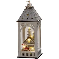 Konstsmide LED Haus Holzlaterne, Weiß, Warm-Weiß