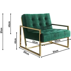 s-style möbel Loungesessel Tampa Samtstoff 0 x 0 x 0 cm Grün
