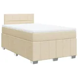 vidaXL Boxspringbett mit Matratze Creme 120x190 cm Stoff