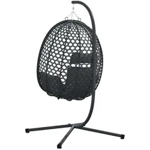 vidaXL Hängender Eierstuhl Korb mit Ständer Anthrazit Poly Rattan