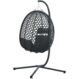 vidaXL Hängender Eierstuhl Korb mit Ständer Anthrazit Poly Rattan