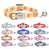 Moonpet Personalisiertes Katzenhalsband mit Namen und Telefonnummer, Katzenhalsband mit Sicherheitsverschluss und glöckchen-Orangefarbene Blume
