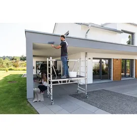 Proregal ML Klappgerüst mit Teleskopausleger | Plattformgröße 150x60cm Arbeitshöhe bis 3m | Traglast 150kg | inkl. 4x Lenkrollen