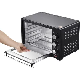 Steinborg Minibackofen 25 Liter | Pizzaofen | 3 in 1 Backofen | Backofen mit Umluft Schwarz