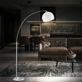 RL Bogenstehlampe Metall Acryl weiß, E27, H 180 cm