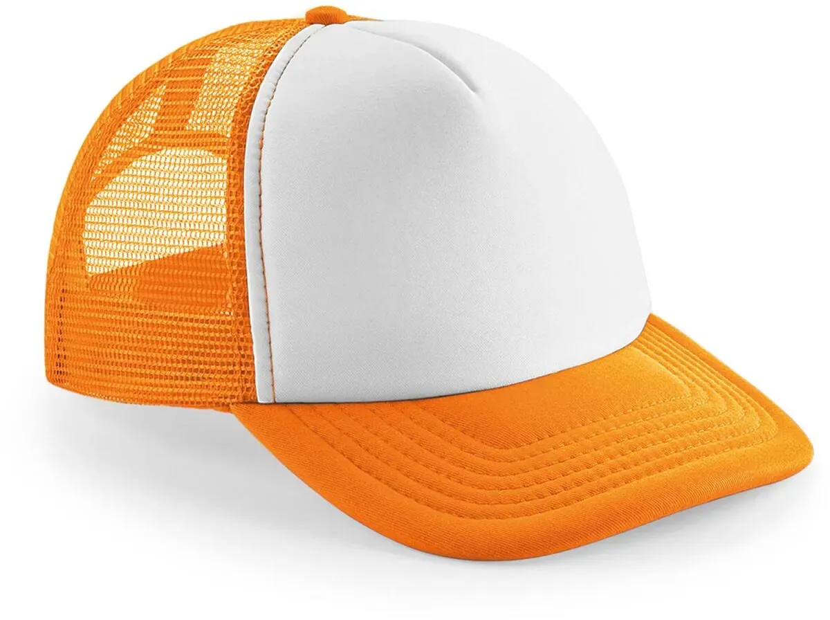 Beechfield Kinder 5-Panel Polyester Mesh Kappe Netz Cap B645B orange/white one size
