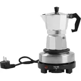 Senderpick - Tisch-espressomaschine Mit Elektrischer Heizplatte Espressomaschine Für Induktionsherd Edelstahl-espressomaschine Für Kochfeld, Moka Pot 3 Tassen Kaffee, Silberfarben
