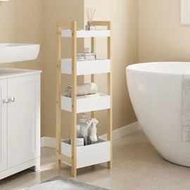 SoBuy Badezimmerregal Aufbewahrungsmöbel Weiß Skandinavisch FRG226-H-WN