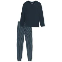 SCHIESSER UNCOVER Pyjama Gestreift Blau 50