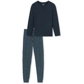 SCHIESSER UNCOVER Pyjama Gestreift Blau 50