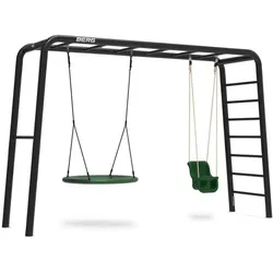 BERG PlayBase L Klettergerüst Schaukelgestell mit Reckstange u. Leiter inkl. Babyschaukel u. Nestschaukel